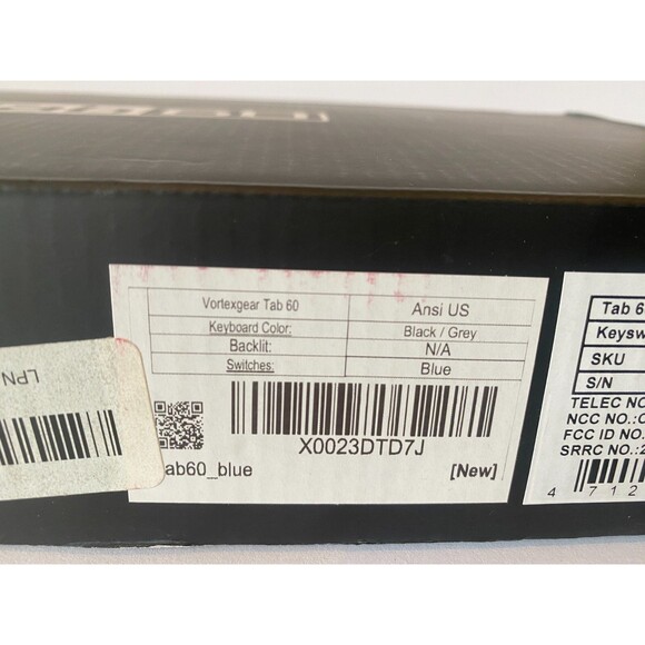 Vortex Keyboard TAB 60% Black Gray Key switch Cherry Blue Gaming Keyboard NEW - Picture 8 of 8
